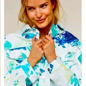 NWT Anthropologie Mirah AG Jeans Painterly Cropped
Denim Trucker Jacket